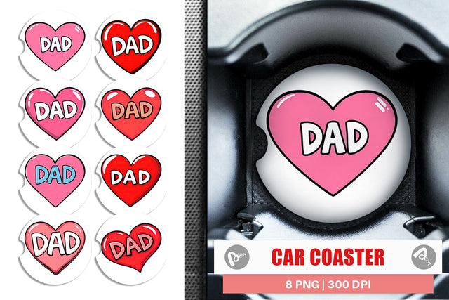 Car Coaster Heart Sublimation artnoy 