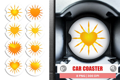 Car Coaster Heart Sun Sublimation artnoy 