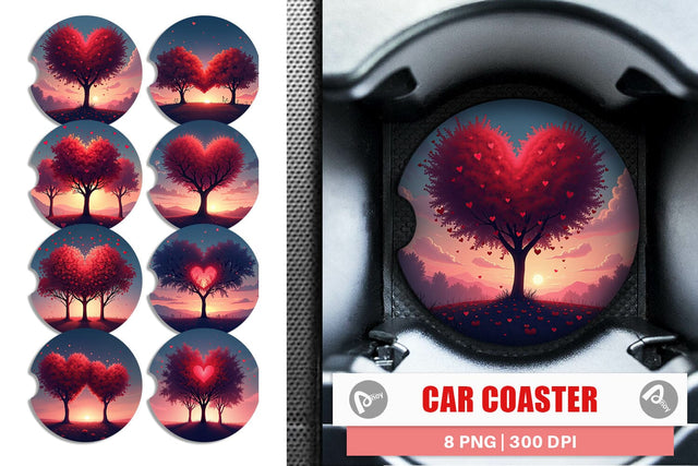 Car Coaster Heart Trees Sublimation artnoy 
