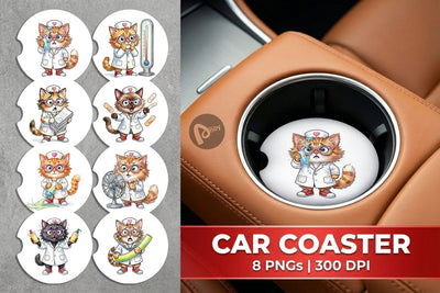Car Coaster Heatwave Feline Nurse Chaos Sublimation artnoy 