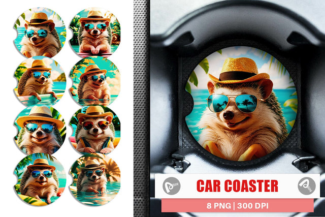 Car Coaster Hedgehogs in Summer Sublimation artnoy 
