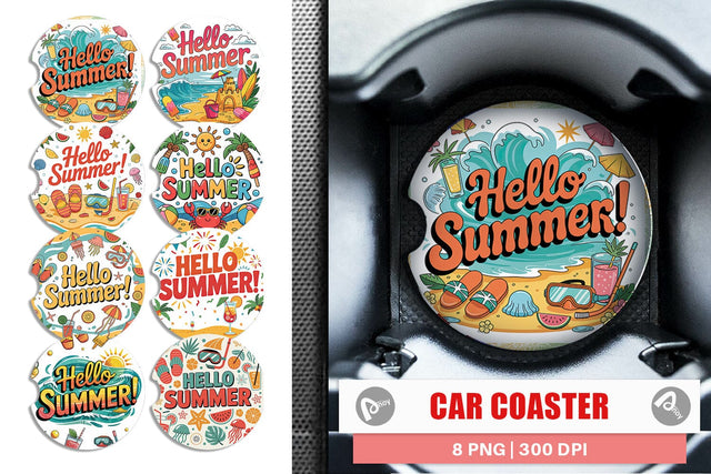 Car Coaster Hello Summer Bundle Sublimation Sublimation artnoy 