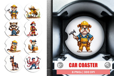 Car Coaster Helpful Paws Skilled Trades & Services Animal Sublimation artnoy 