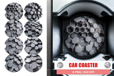 Car Coaster Hexagonal Grid Sublimation artnoy 