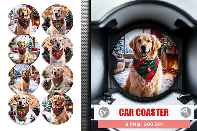 Car Coaster Holiday Dog Christmas Sublimation artnoy 
