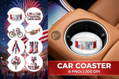 Car Coaster Holiday Parade Patchwork Watercolor Sublimation artnoy 