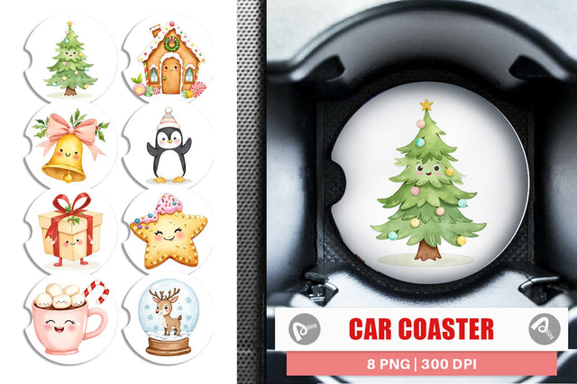 Car Coaster Holiday Pastel Icons Sublimation artnoy 
