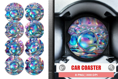 Car Coaster Holographic Bubble Sublimation artnoy 