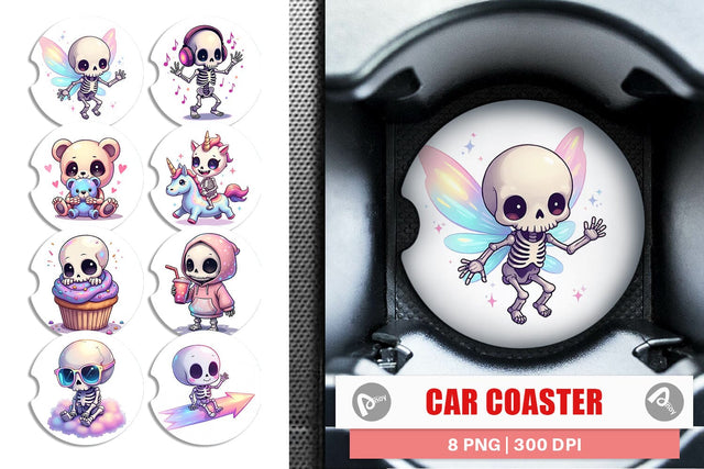 Car Coaster Holographic Skeletons Sublimation artnoy 