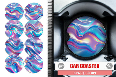Car Coaster Holographic Waves Sublimation artnoy 