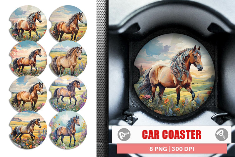 Car Coaster Horse and Flower Sublimation artnoy 