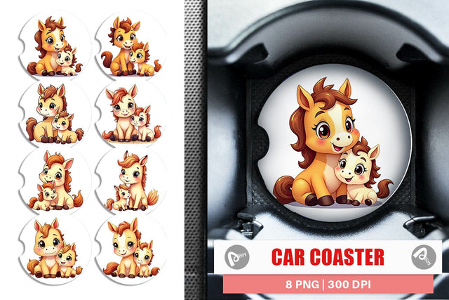 Car Coaster Horse Mother's Day Sublimation artnoy 