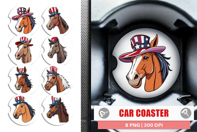 Car Coaster Horse Patriotic Sublimation artnoy 