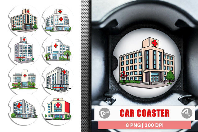 Car Coaster Hospital Building Sublimation artnoy 