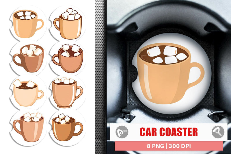 Car Coaster Hot Chocolate Sublimation artnoy 