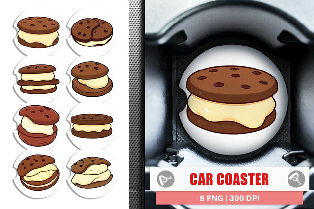 Car Coaster Ice Cream Cookie Sublimation artnoy 