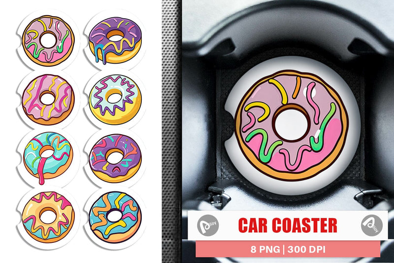 Car Coaster Icing Drizzled Donut Sublimation artnoy 