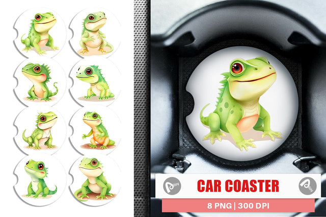 Car Coaster Iguana Wildlife Sublimation artnoy 