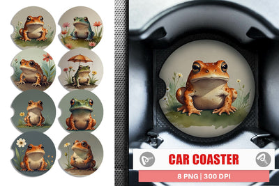 Car Coaster Illustration Frog Sublimation artnoy 
