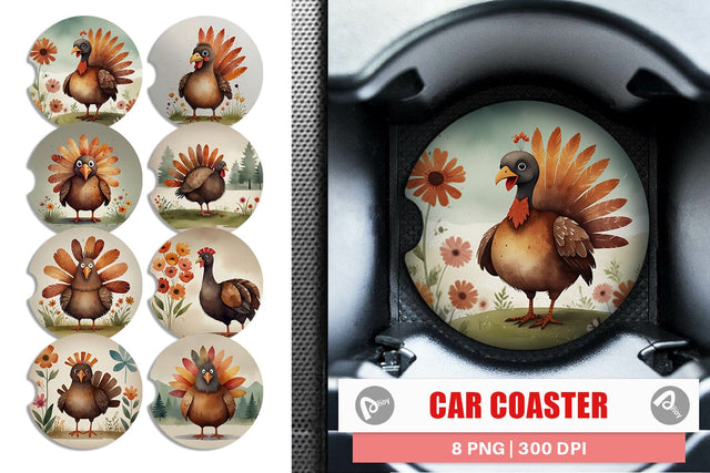 Car Coaster Illustration Turkey Sublimation artnoy 