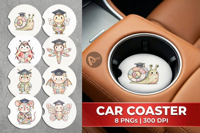 Car Coaster Innocent Garden Graduate Patchwork Sublimation artnoy 