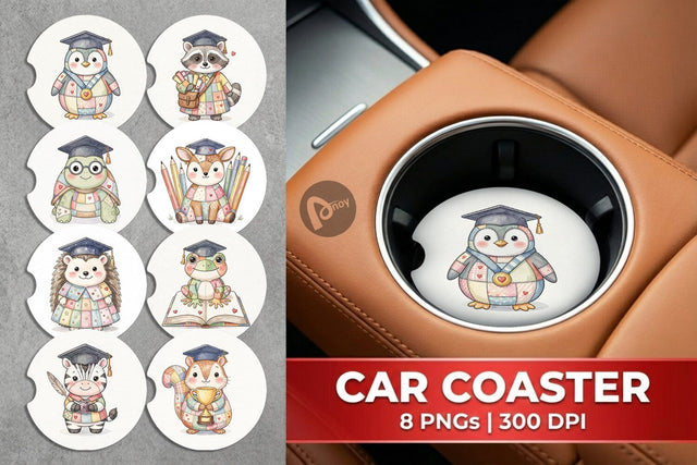 Car Coaster Innocent Scholarly Success Patchwork Sublimation artnoy 