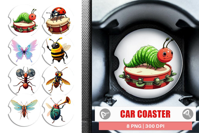 Car Coaster Insect Music Parade Sublimation artnoy 
