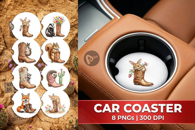 Car Coaster Introvert Desert Animal Watercolor Sublimation artnoy 