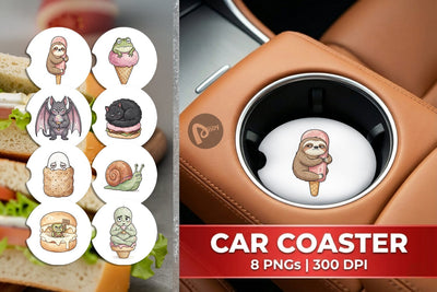 Car Coaster Introvert Sugar Coma Sweet Watercolor Sublimation artnoy 
