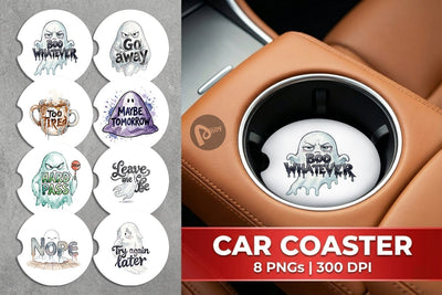 Car Coaster Introverted Ghost Sarcastic Sublimation artnoy 