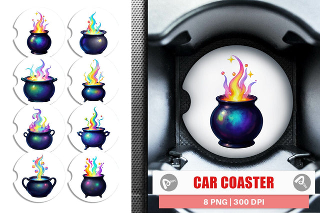 Car Coaster Iridescent Bubble Cauldron Sublimation artnoy 