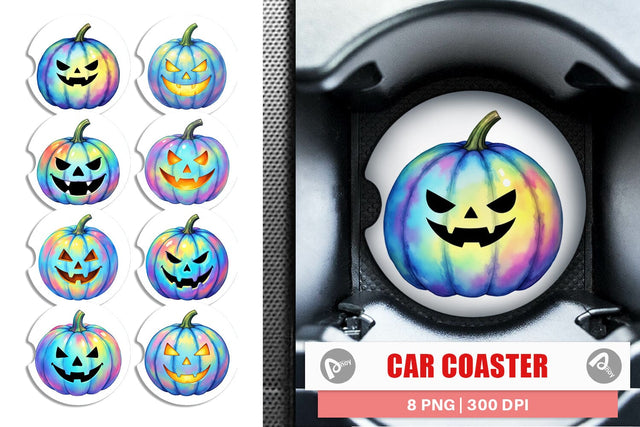 Car Coaster Iridescent Pumpkin Sublimation artnoy 
