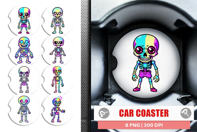 Car Coaster Iridescent Skeleton Sublimation artnoy 