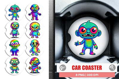 Car Coaster Iridescent Zombie Sublimation artnoy 