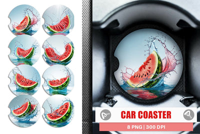 Car Coaster Juicy Watermelon Sublimation artnoy 