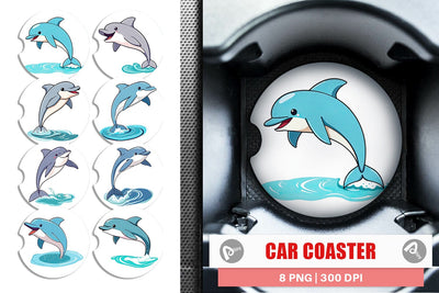 Car Coaster Jumping Dolphin Sublimation artnoy 