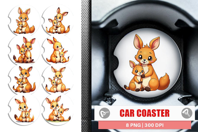 Car Coaster Kangaroo Mother's Day Sublimation artnoy 