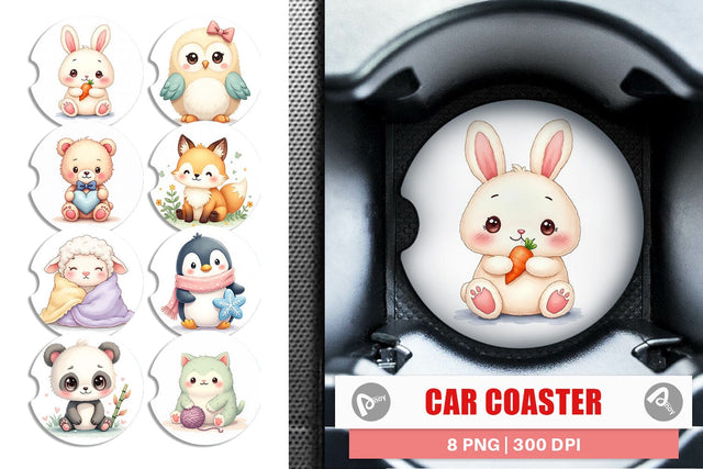Car Coaster Kawaii Plush Dolls Sublimation artnoy 