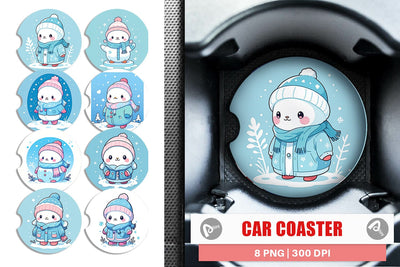 Car Coaster Kawaii Winter Sublimation artnoy 