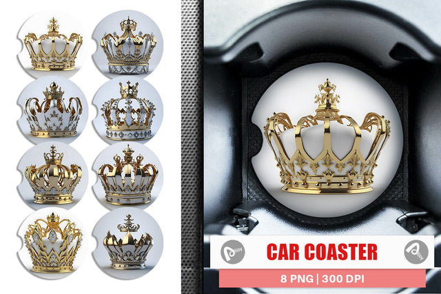 Car Coaster King Crown Gold Sublimation artnoy 