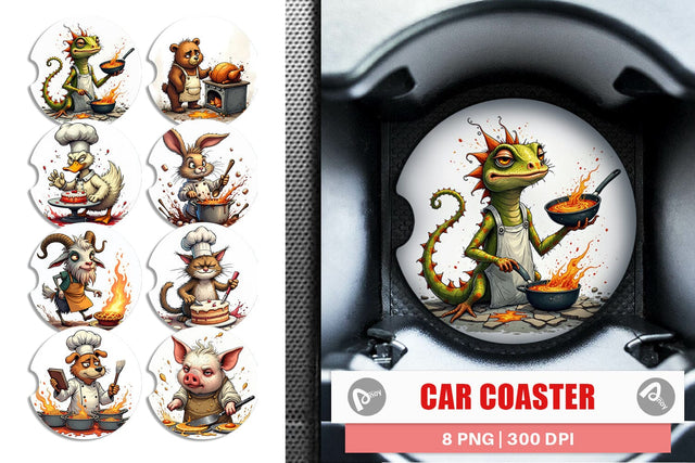 Car Coaster Kitchen Chaos Critter Sublimation artnoy 