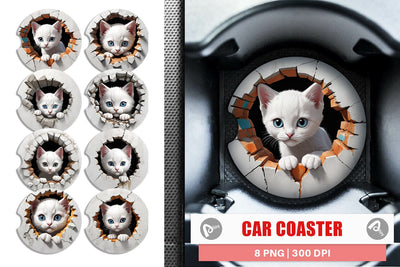 Car Coaster Kitten in Wall Sublimation artnoy 