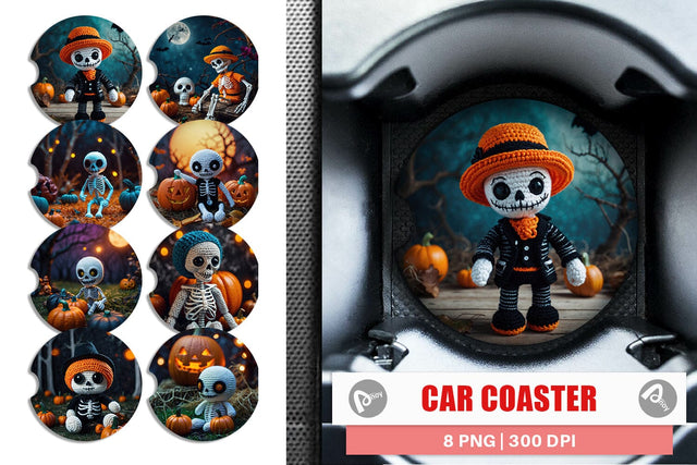 Car Coaster Knitted Skeleton Sublimation artnoy 