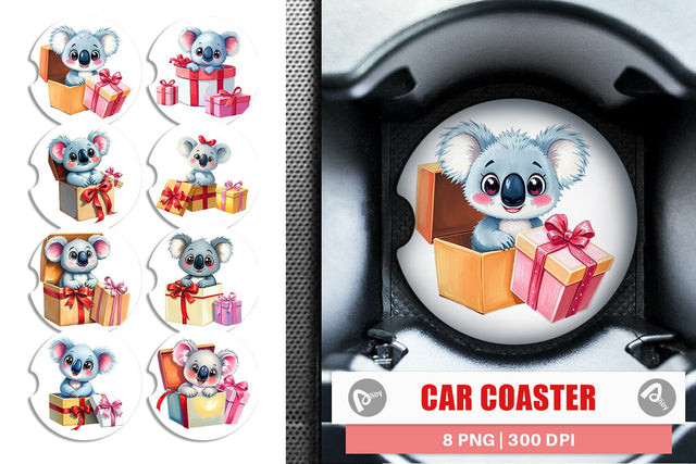 Car Coaster Koala Gift Sublimation artnoy 