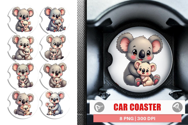Car Coaster Koala Mother's Day Sublimation artnoy 