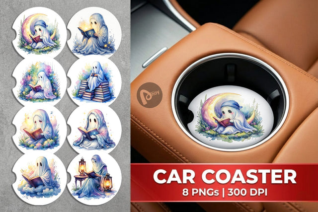Car Coaster Late Night Starry Reader Sublimation artnoy 