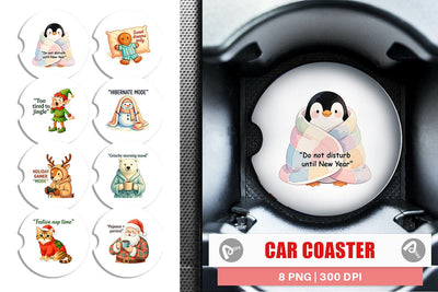 Car Coaster Lazy Christmas Pajamas Sublimation artnoy 