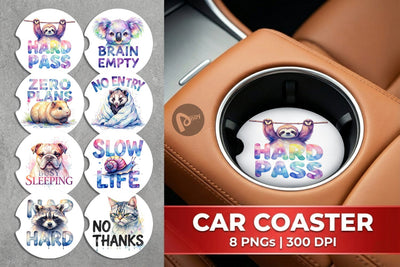 Car Coaster Lazy Cute Animals Sublimation artnoy 