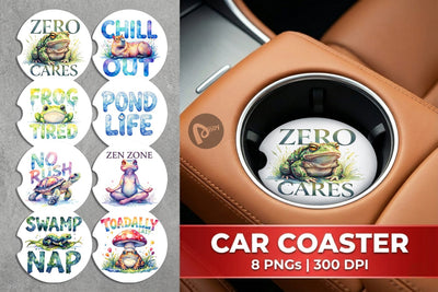 Car Coaster Lazy Frog Zen Sublimation artnoy 