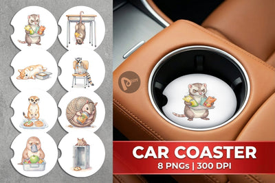 Car Coaster Lazy Lunch Hour School Animal Sublimation artnoy 